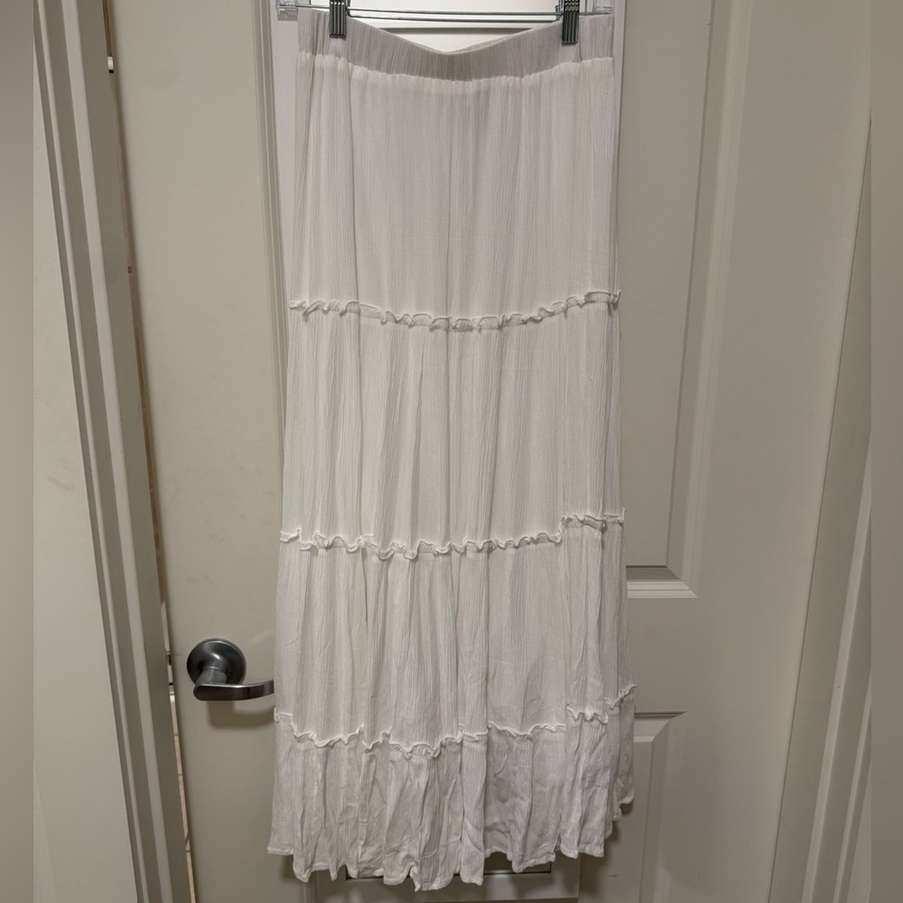 Princess Polly White Tiered Maxi Skirt